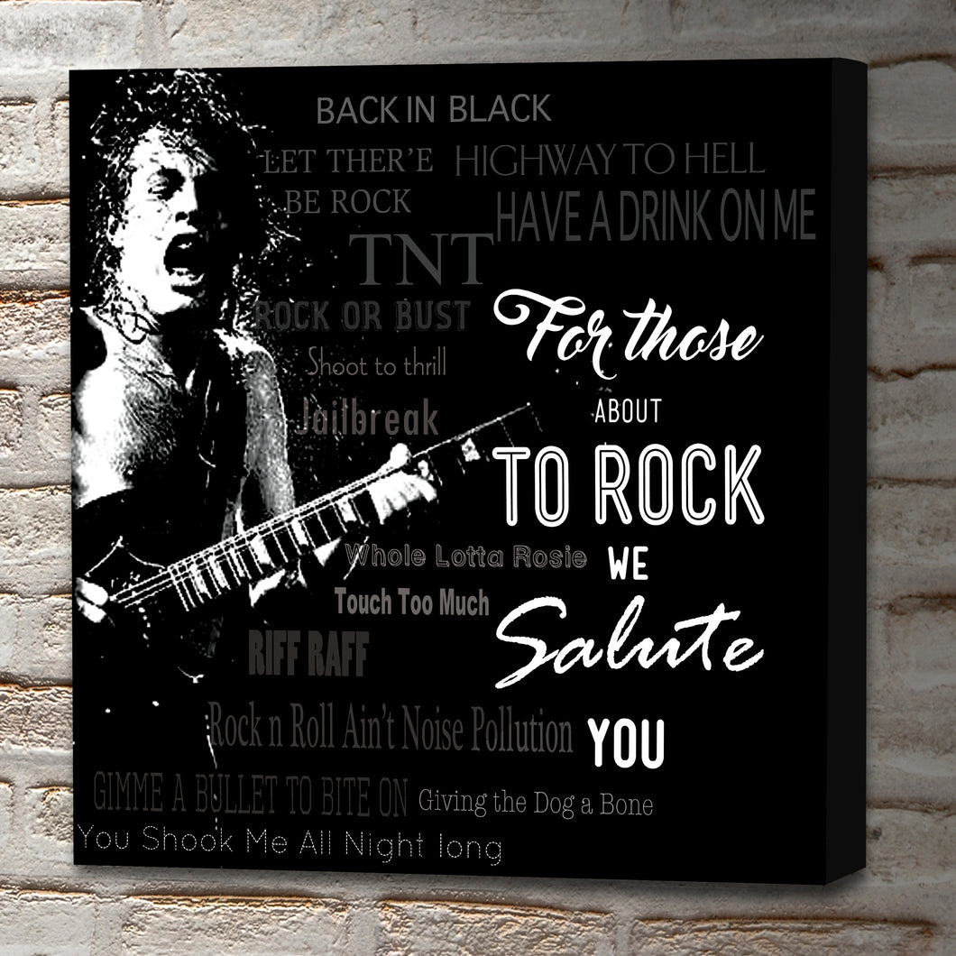 Square Art Canvas using lyrics from ACDC - We Salute You
