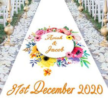 Load image into Gallery viewer, personalised wedding aisle runner water colour floral 
