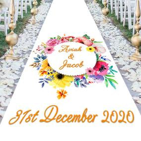 personalised wedding aisle runner water colour floral 