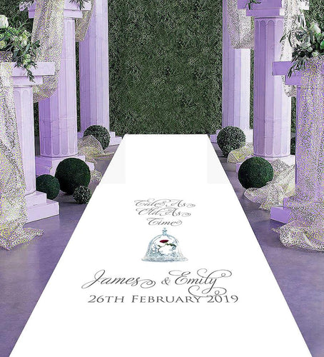 personalised wedding aisle runner enchanted rose beauty and the beast tale as old as time