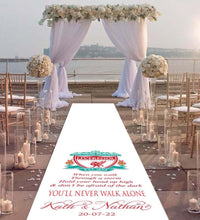 Load image into Gallery viewer, personalised wedding aisle runner football themed wedding
