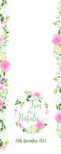 Load image into Gallery viewer, personalised wedding Aisle Runner water colour rose border printed throughout aisle runner
