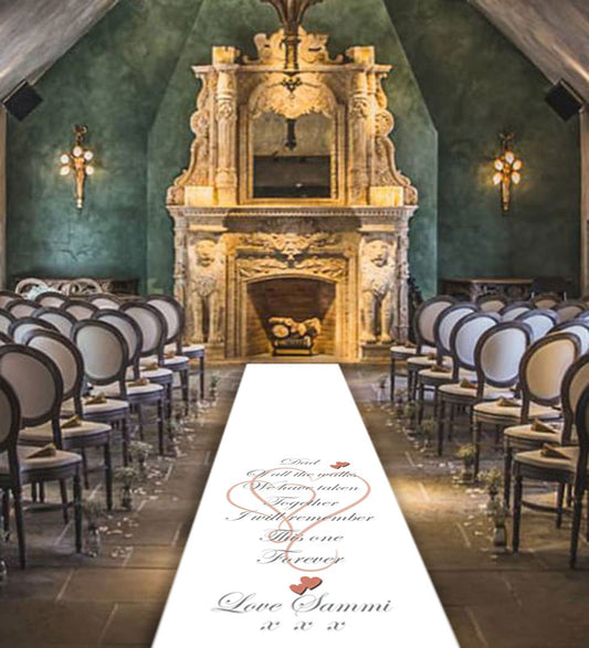 entwined heart dad of all the walks personalised wedding aisle runner