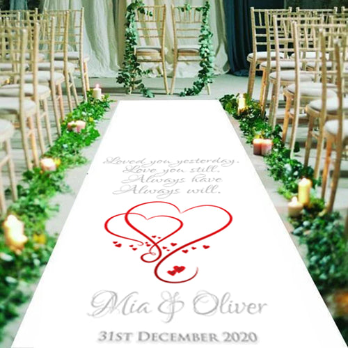 A beautiful, personalised, Wedding Aisle runner, with the quote 