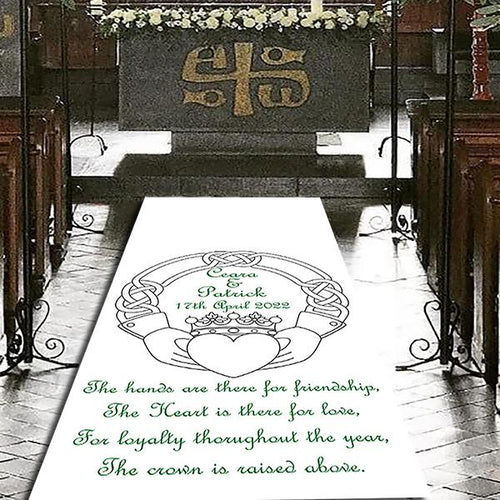 personalised wedding aisle runner Irish theme Cladagh