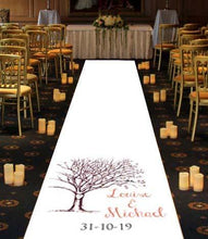Load image into Gallery viewer, Personalised aisle runner wedding venue autumn theme
