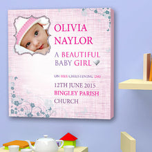 Load image into Gallery viewer, Christening Canvas gift girl baby girl personalised birth

