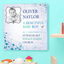 Load image into Gallery viewer, Christening Canvas gift boy baby  personalised birth

