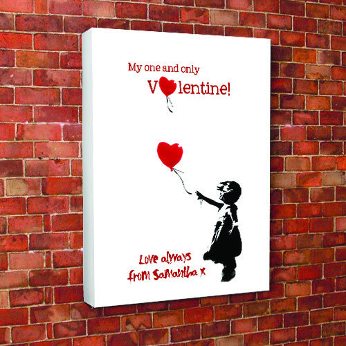 Banksy love heart balloon personalised valentines canvas