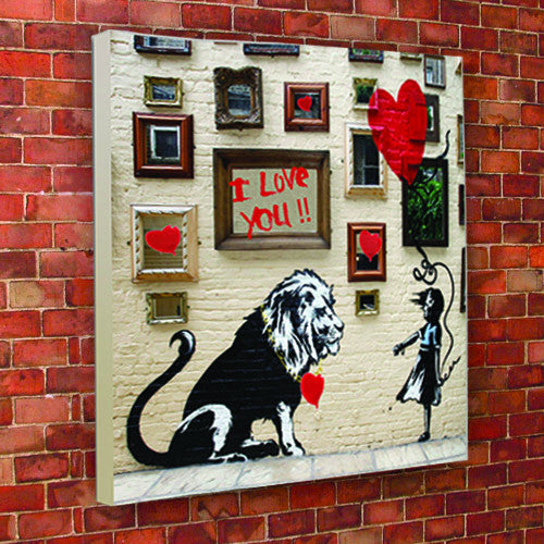 Banksy Lion Valentines Canvas
