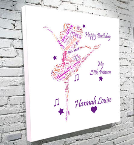 Ballerina text montage gift canvas girl