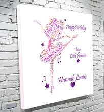 Load image into Gallery viewer, Ballerina text montage gift canvas girl

