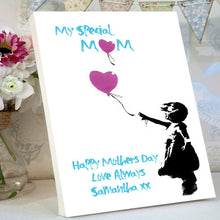Load image into Gallery viewer, Mother&#39;s Day Desktop Canvas Banksy Little Girl Love Balloon personalised gift
