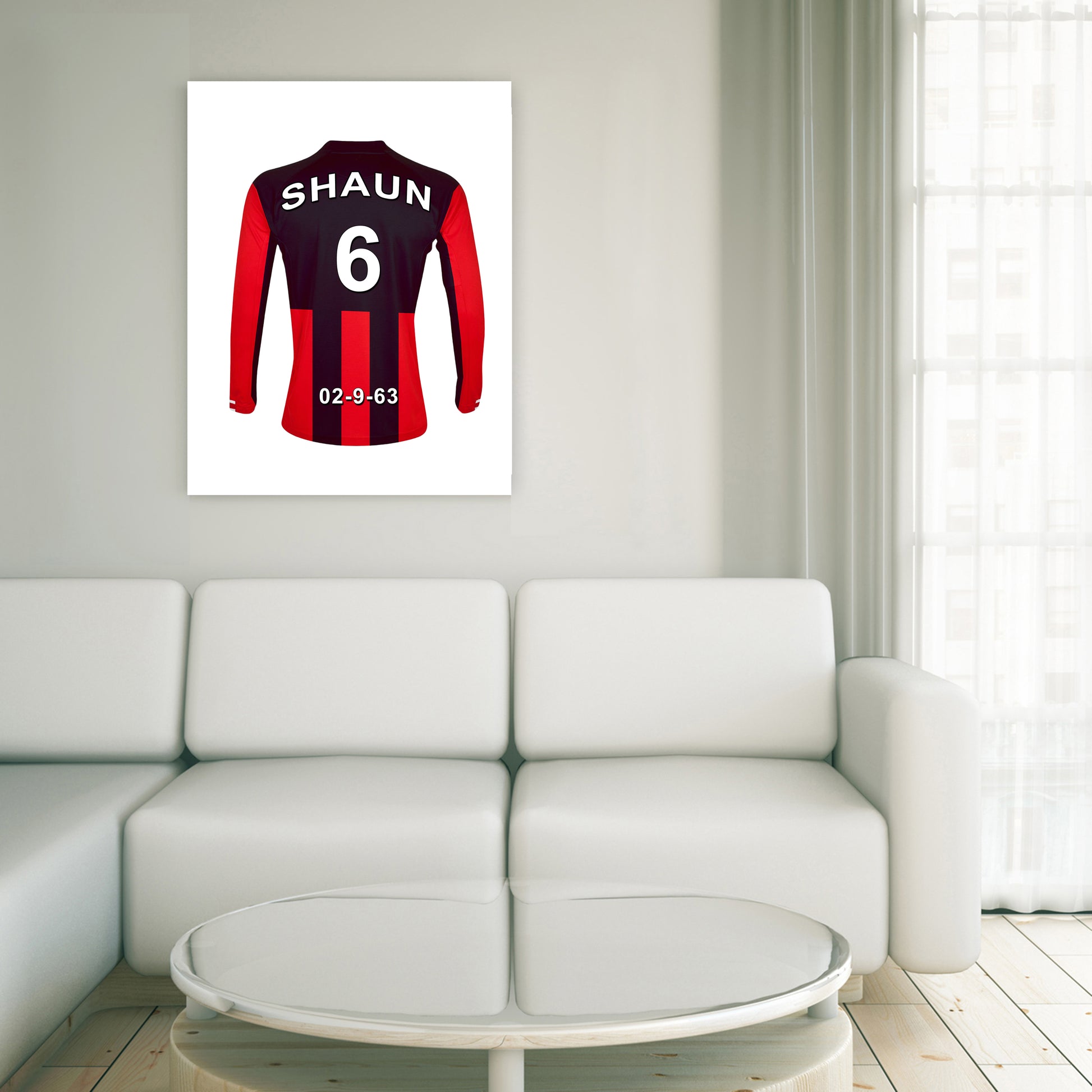 Bournemouth red and black personalised football shirt canvas