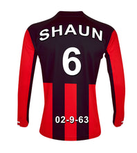 Load image into Gallery viewer, Bournemouth red and black personalised football shirt canvas
