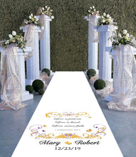 Load image into Gallery viewer, personalised wedding aisle runner Butterfly theme 1 Corinthians 13 4-7 bible reading
