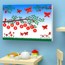 Load image into Gallery viewer, Butterflies personalised canvas red birth christening birthday gift
