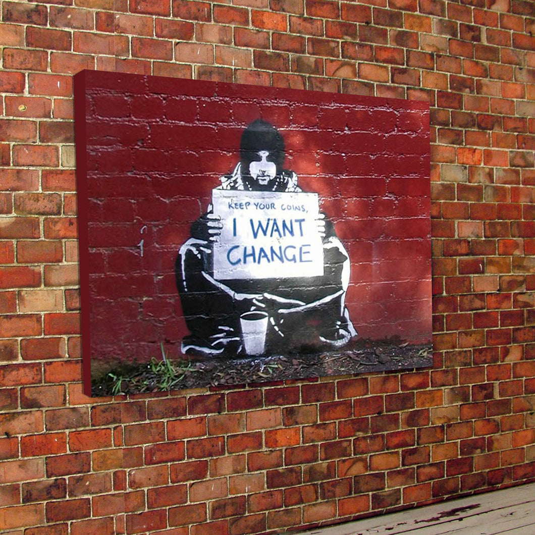 Banksy Print Change canvas Graffiti art