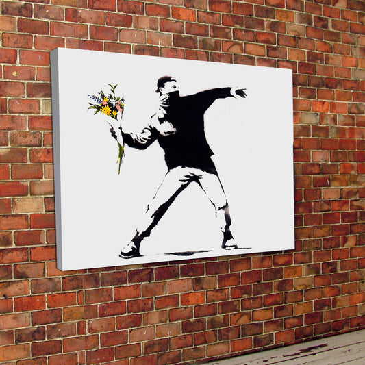 Banksy Flower Riot Canvas