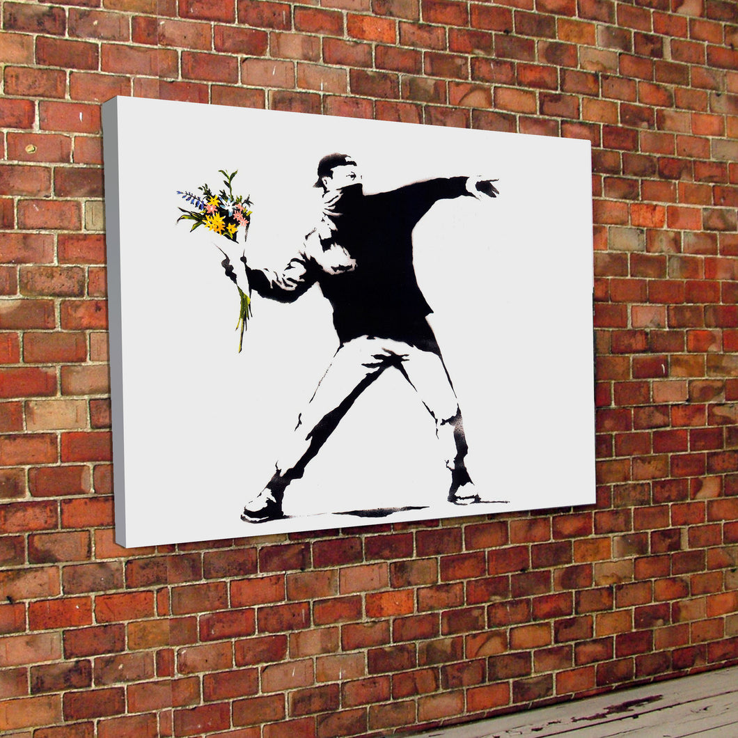 Banksy Flower Riot Canvas
