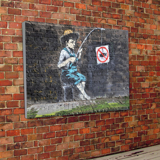 Banksy Fishing Canvas