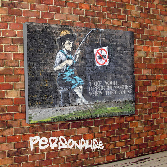 Personalised Fishing Banksy Canvas