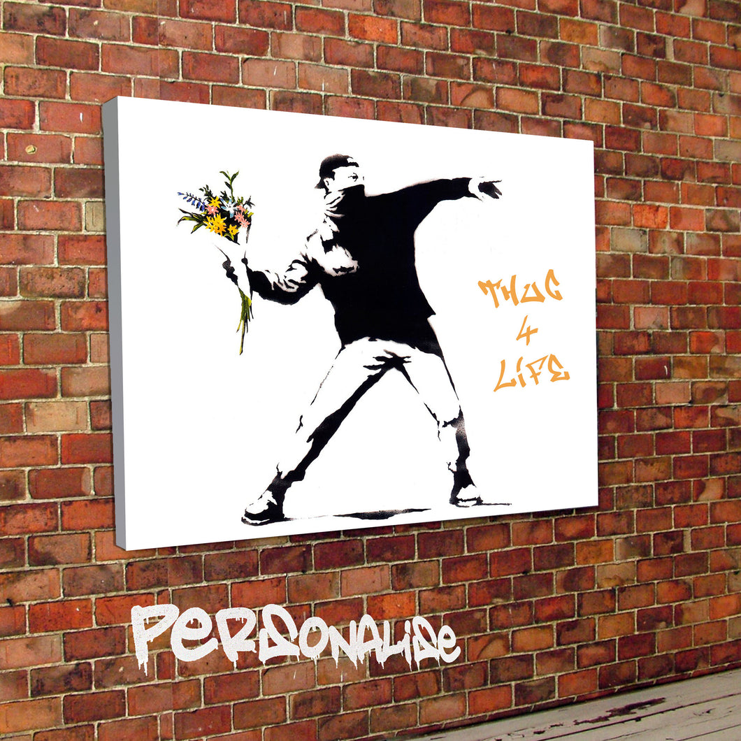 Personalised Flower Riot Banksy Canvas