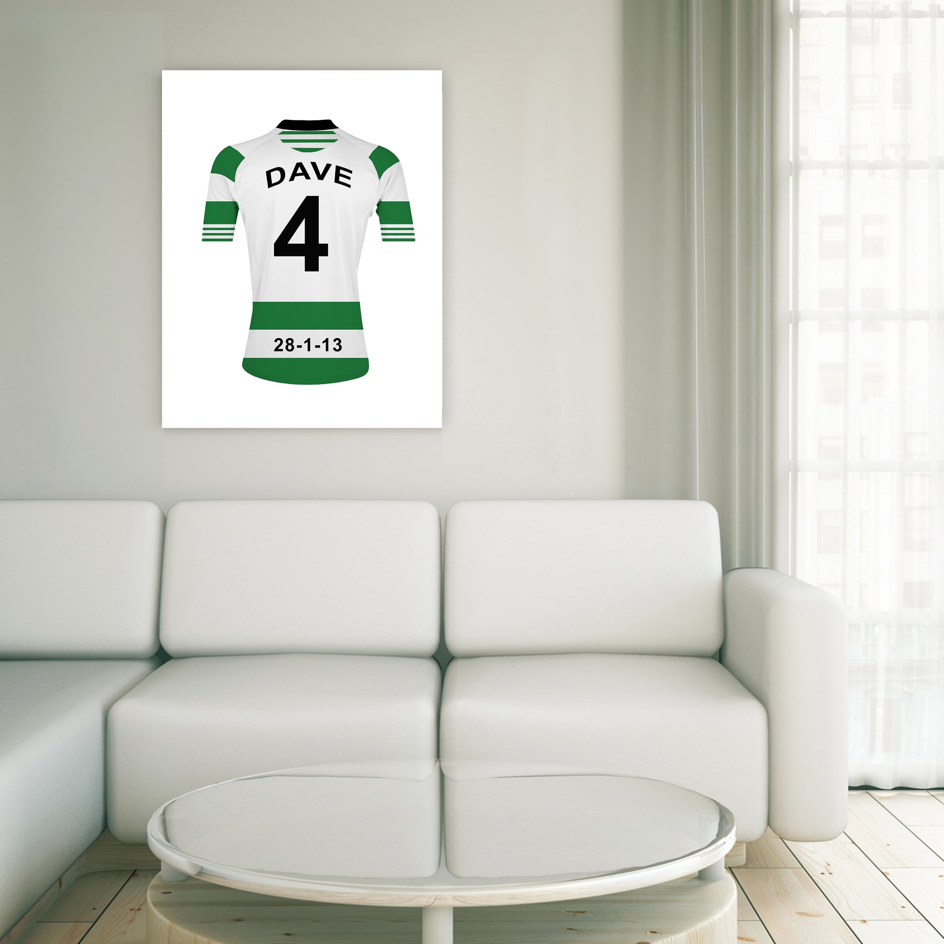 Celtic green and white  personalised football shirt canvas