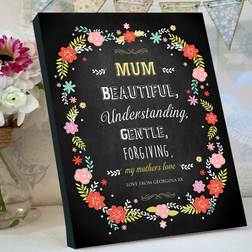 Personalise this beautiful chalkboard image with your own message of love for Mother's Day.