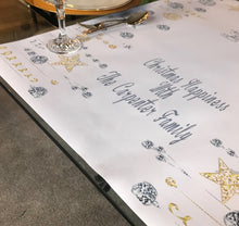 Load image into Gallery viewer, Christmas Table Runner personalised runner christmas dinner table baubles stars
