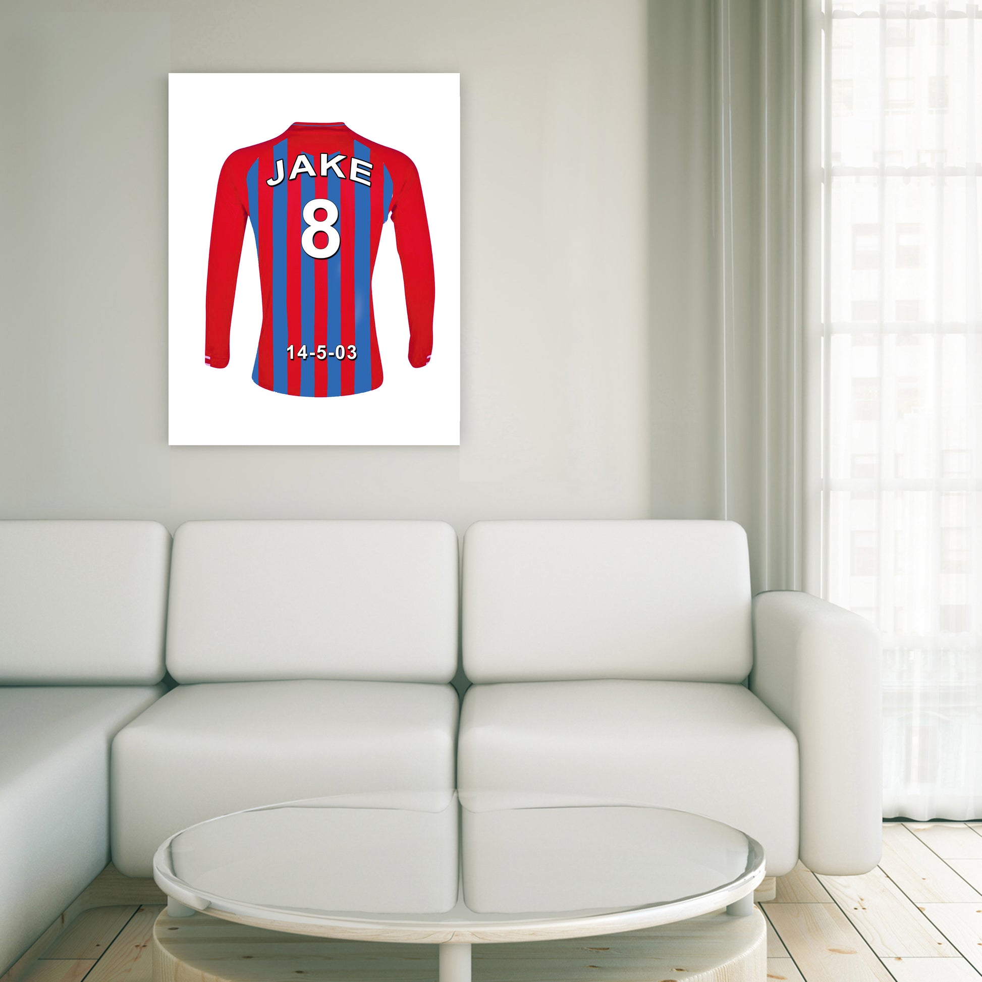 Crystal Palace red and blue  personalised football shirt canvas