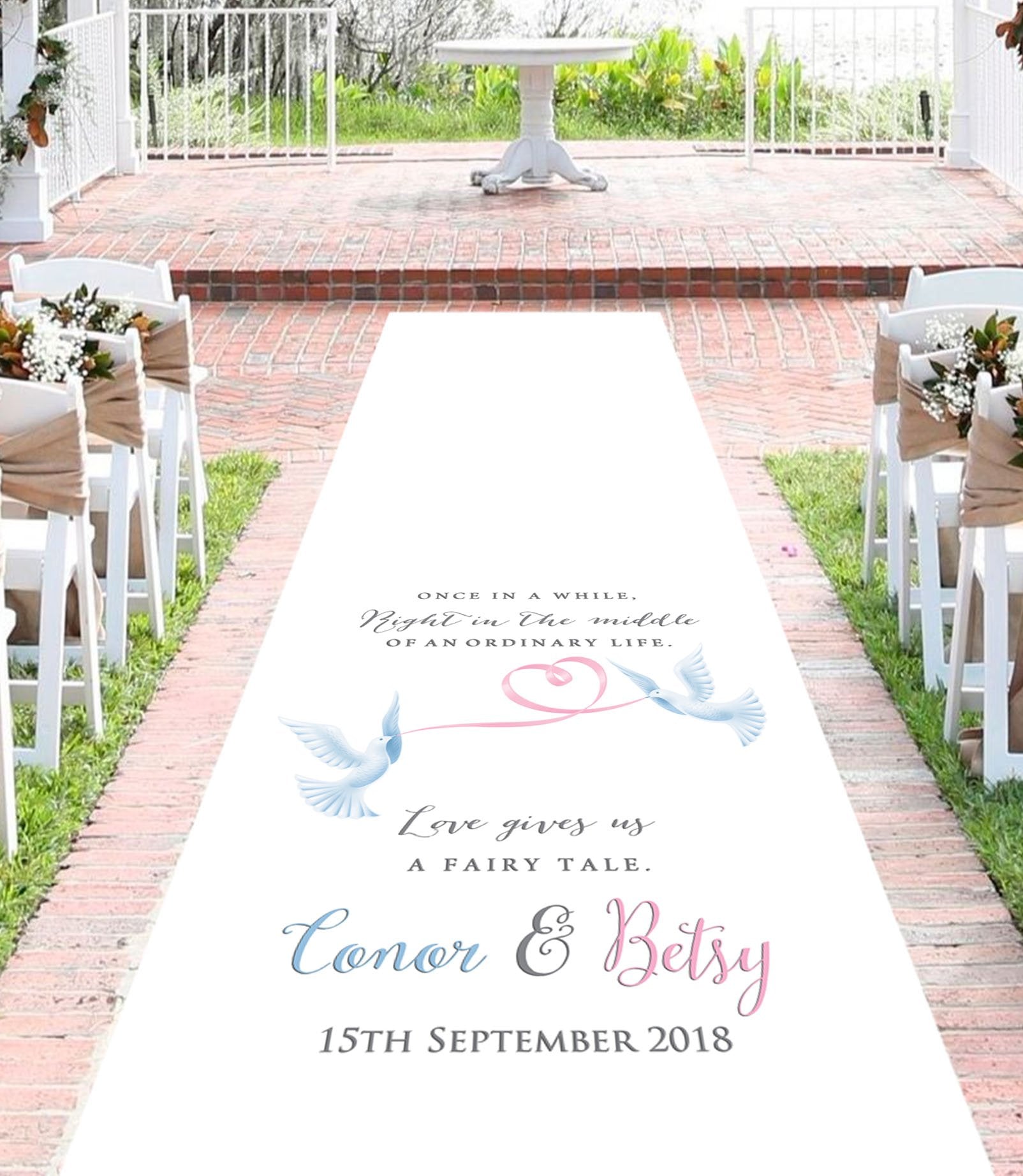 aisle runner personalised dove theme