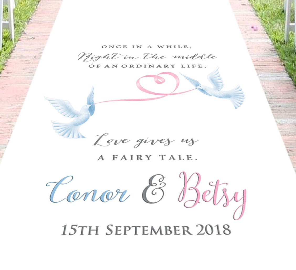 aisle runner personalised dove theme