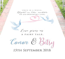 Load image into Gallery viewer, aisle runner personalised dove theme
