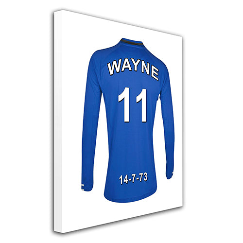 Everton blue and white  personalised football shirt canvas