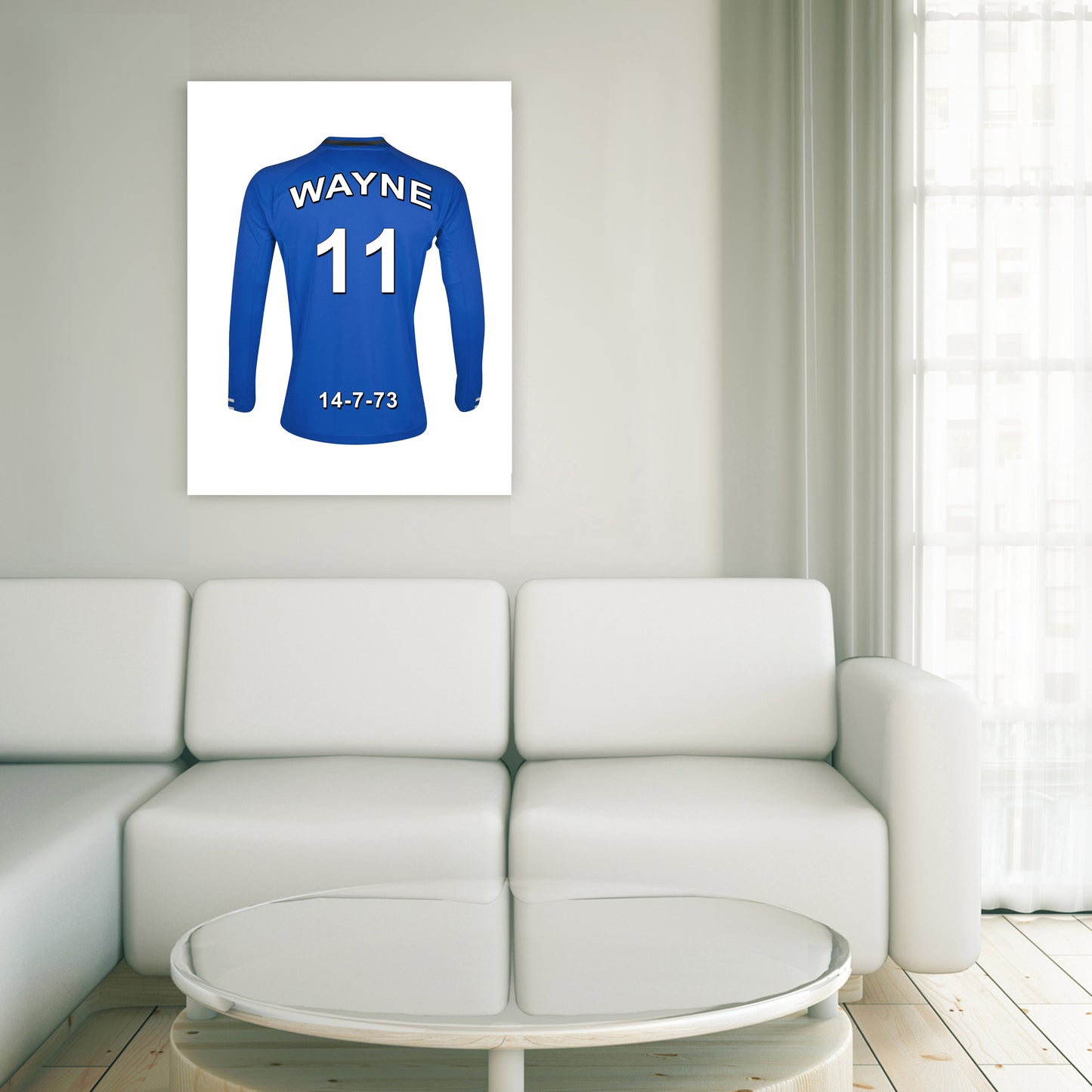 Everton blue and white  personalised football shirt canvas