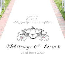 Load image into Gallery viewer, Personalised aisle runner wedding disney princess carriage theme
