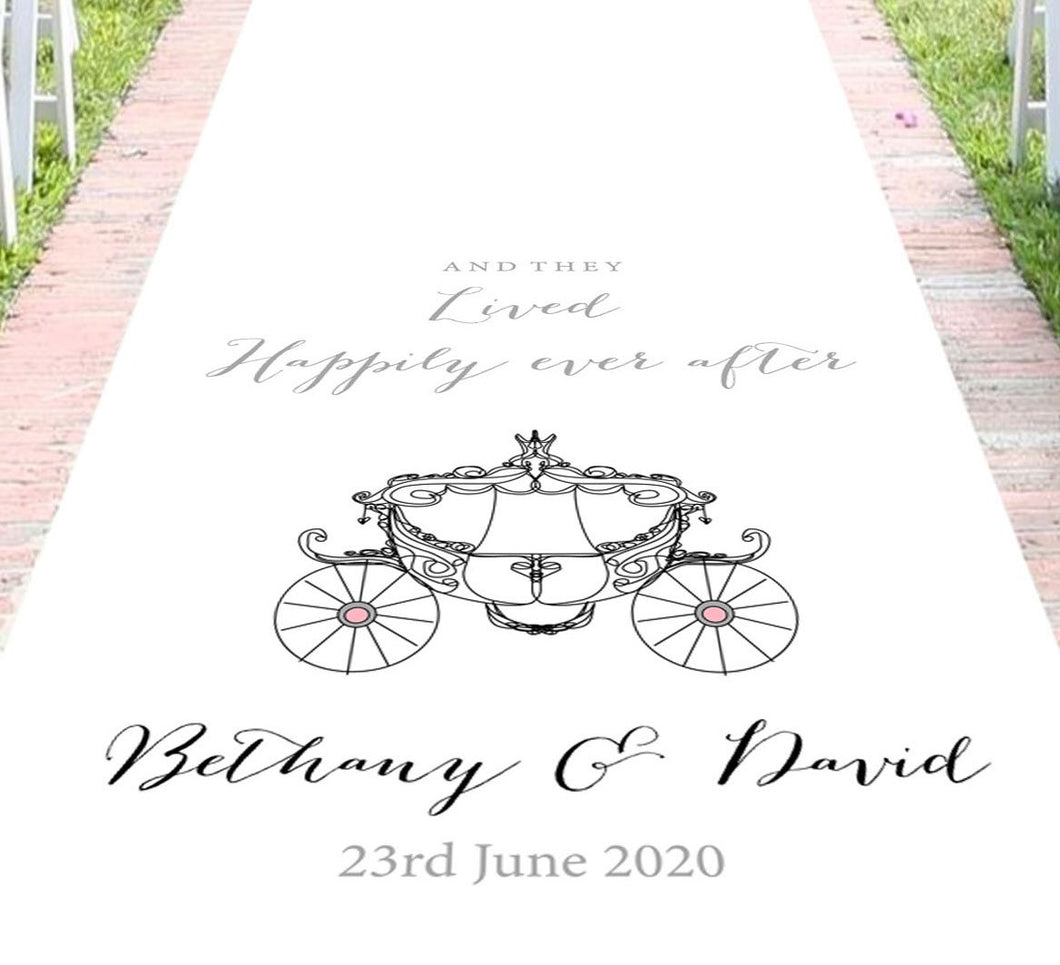 Personalised aisle runner wedding disney princess carriage theme