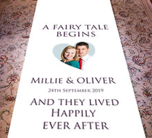 Load image into Gallery viewer, personalised wedding aisle runner photo upload bride and groom
