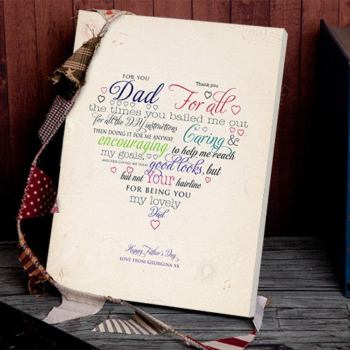 Thank you Dad Father's Day gift canvas personalised