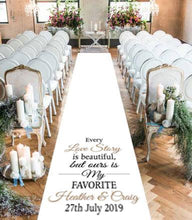 Load image into Gallery viewer, wedding aisle runner personalised love story
