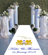 Load image into Gallery viewer, personalised wedding aisle runner fell in love theme
