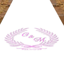 Load image into Gallery viewer, personalised wedding aisle runner pink floral initials
