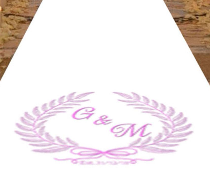 personalised wedding aisle runner pink floral initials