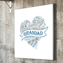 Load image into Gallery viewer, Father&#39;sDay Text Montage canvas gift personalised unique father, dad, grandad, grandpa, 
