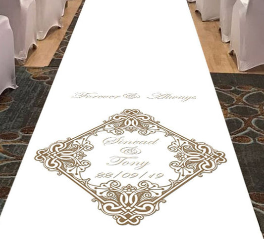 personalised wedding aisle runner ornate forever and always