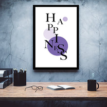 Load image into Gallery viewer, insprational quote Happiness printed on canvas or as a poster inspirational quote
