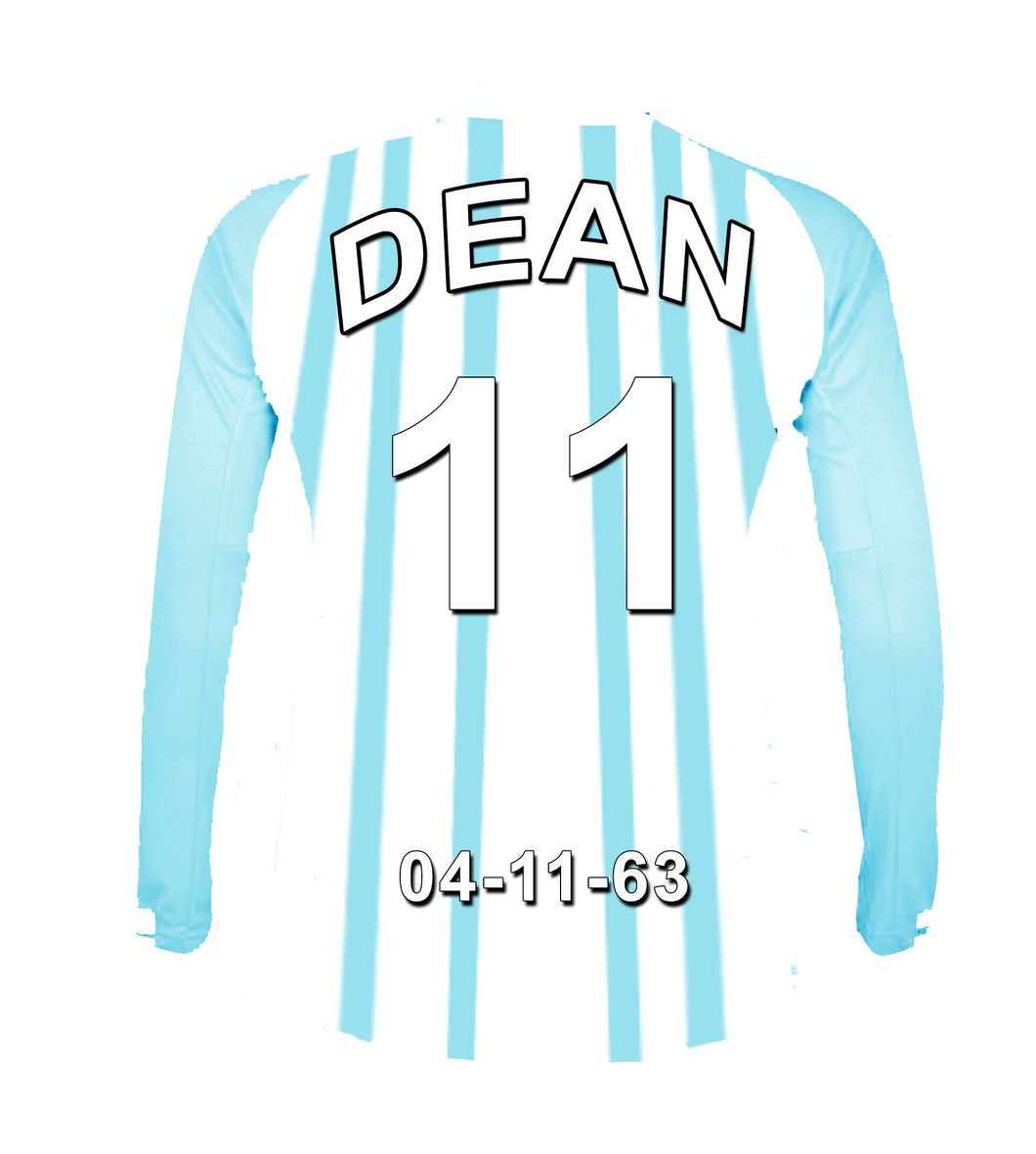 Huddersfield blue and white  personalised football shirt canvas