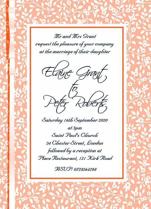 Wedding invitation personalised created to order summer breeze day invite evening invitation