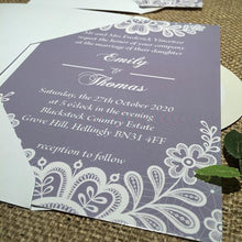 Load image into Gallery viewer,  created to order lace doillie effect design invite evening invitation
